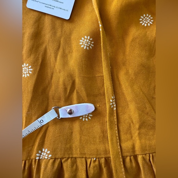 Lucky Brand-Mustard Medallion- Long Sleeve-Ruffle Neck-Fall-Dress-NWT-Size S - Picture 7 of 11